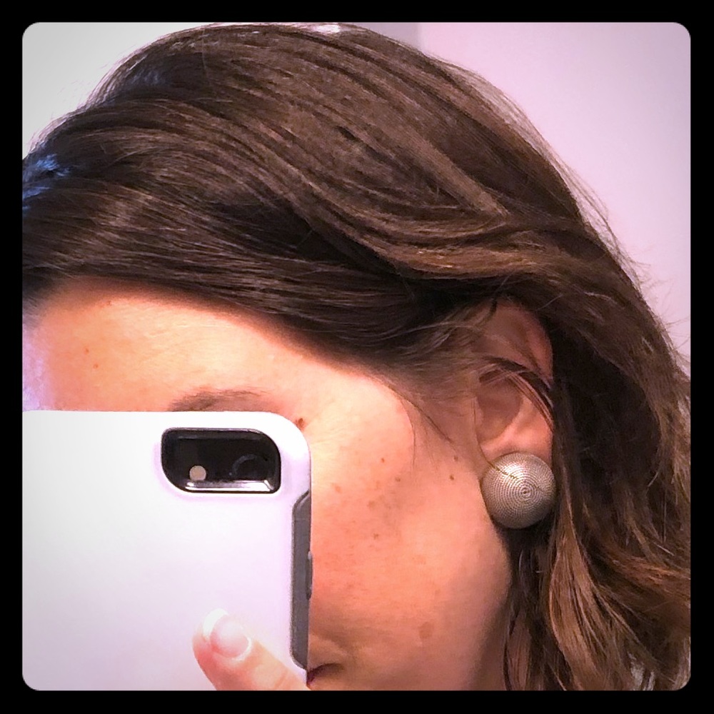Vintage sterling silver button, clip-on earrings